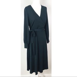 H&M Dark Green Wrap Midi Dress